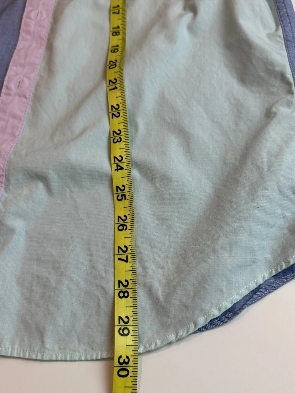 J Crew Men Shirt Slim Button Up Long Sleeve Colorblock Organic Cotton Sz L